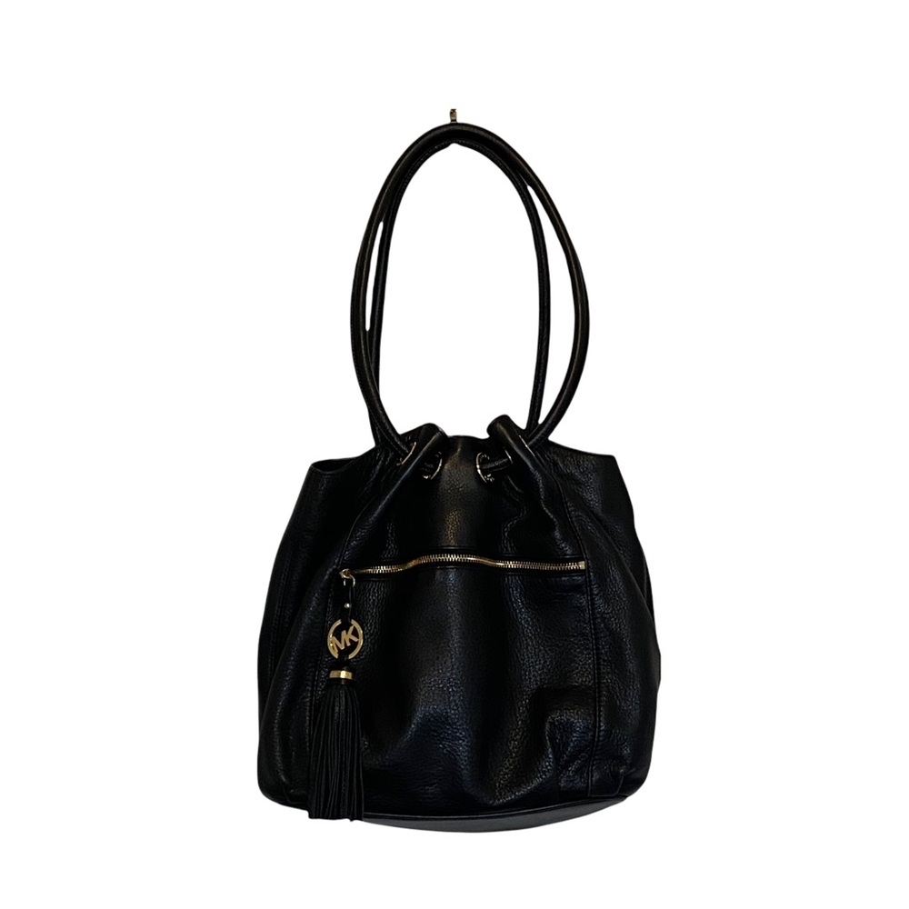 Michael Kors Black Leather Handbag with Tassel